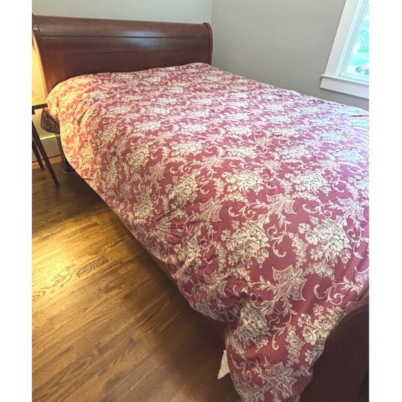 Ralph Lauren Other - Ralph Lauren Vintage Queen Comforter Burgundy Floral Damask Polka Dot Cotton